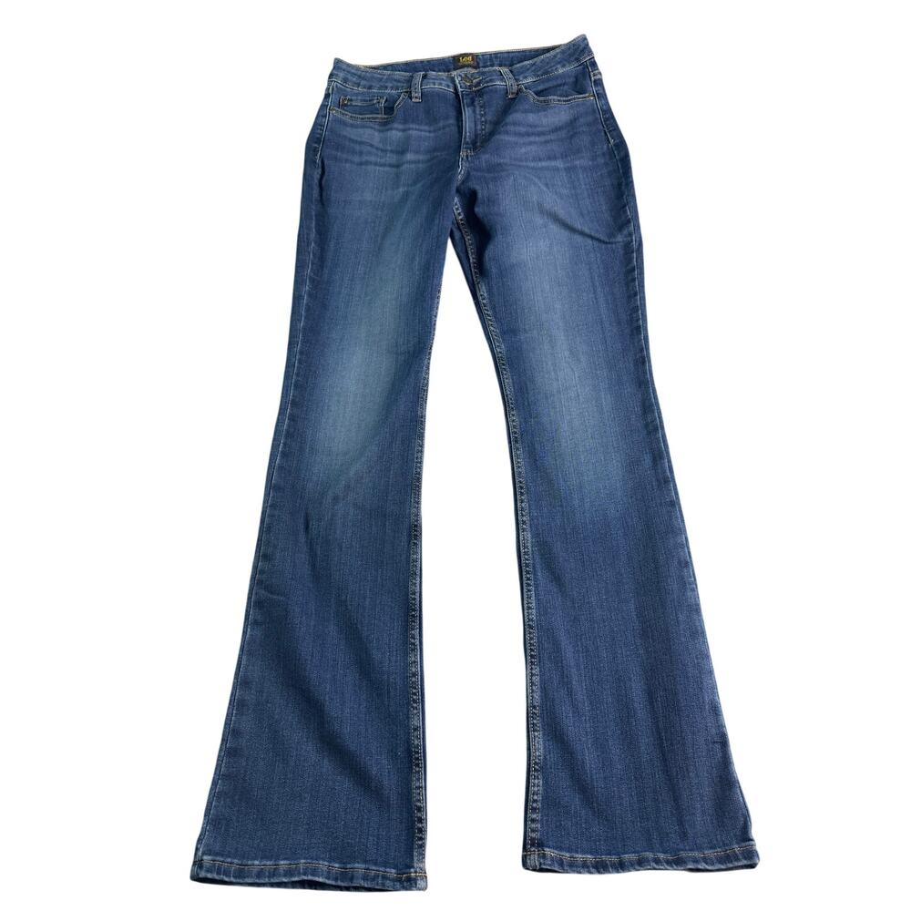 Lee Women's Mid Rise Straight Leg Stretch Jeans Dark Wash Size 12L